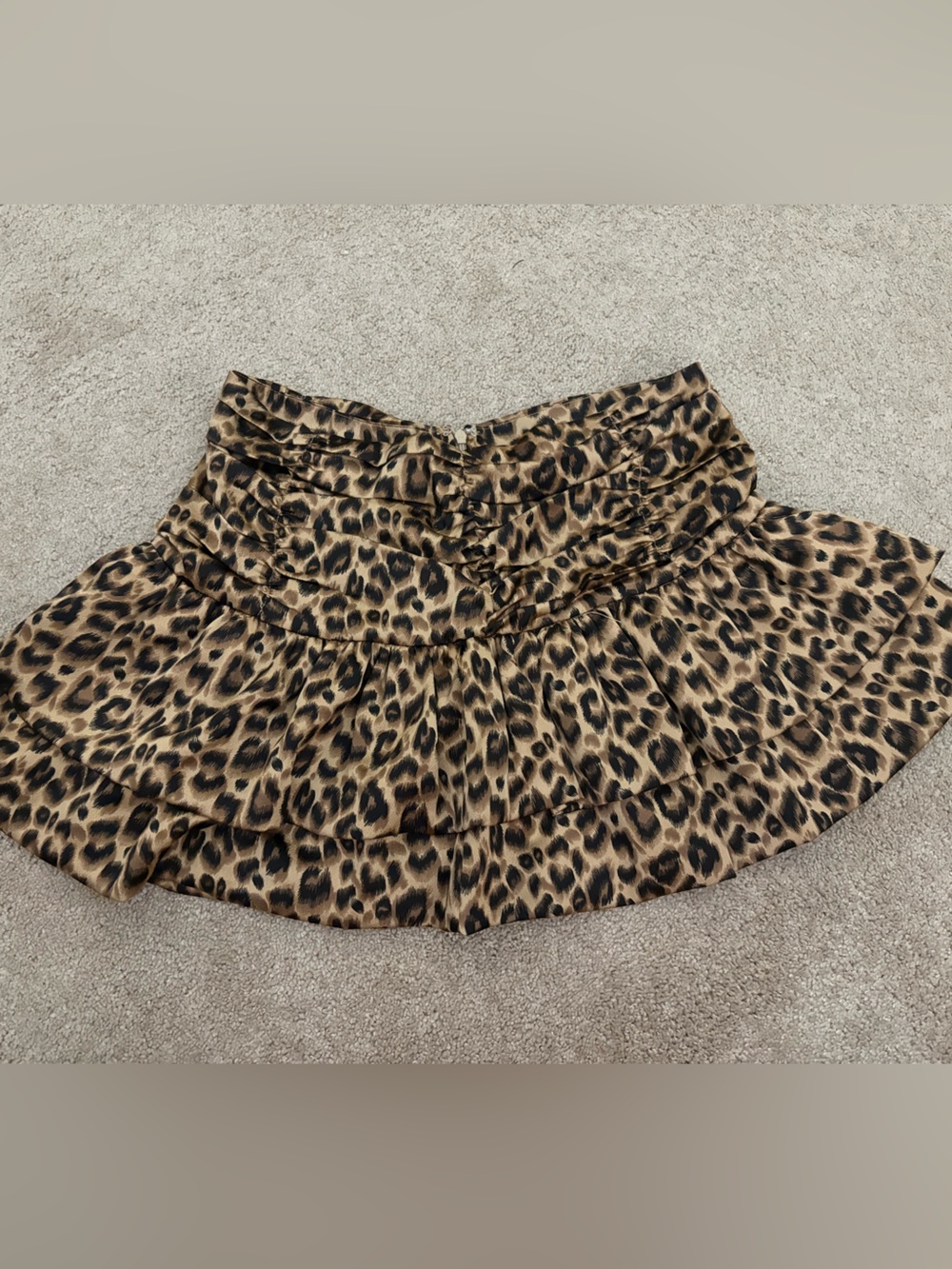 Leopard Print Tiered Mini Skirt - Brown & Black